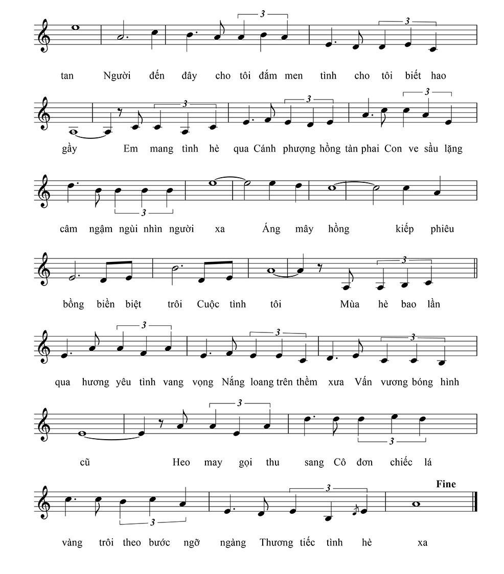 Sheet nhạc Mây Hồng Cuối Hạ 2